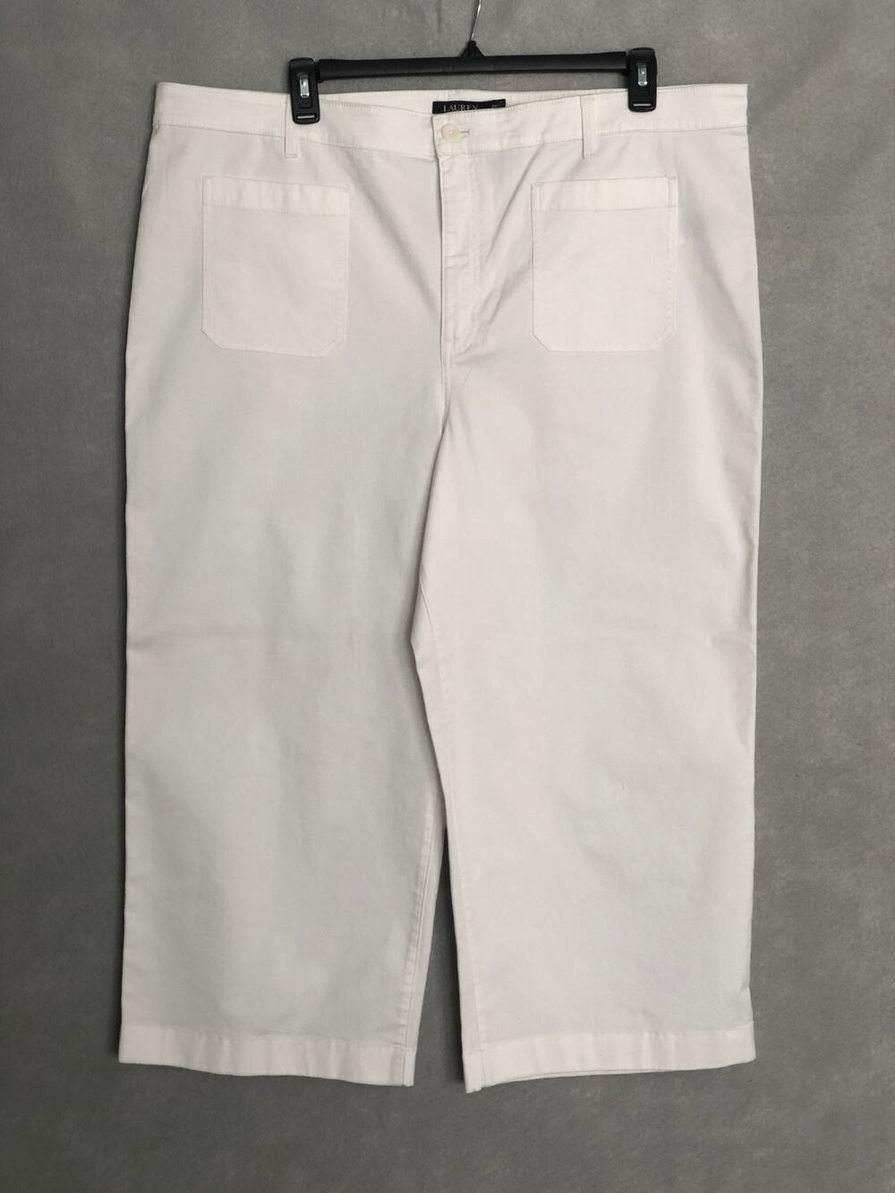 Lauren Ralph Lauren Stretch Chino Pant Cropped Wide Leg White Women's 18W NEW